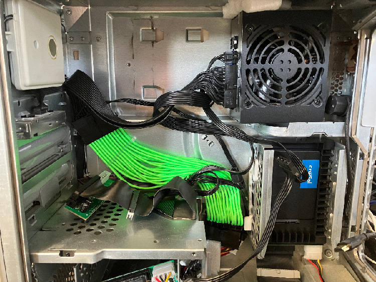 3) Remove the CPU fan and pull the cable through the chassis to the PSU connector on the logic board.